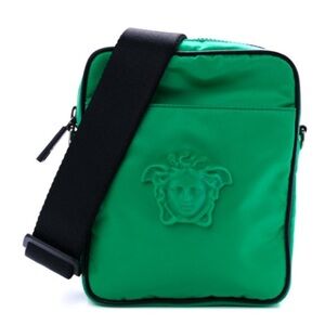 NWOT Versace Medusa Green Nylon Crossbody Bag